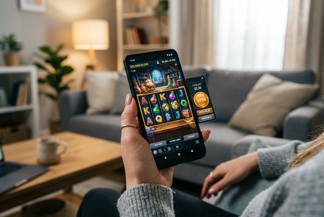 Widok na nowoczesny smartfon z aplikacją kasynową.